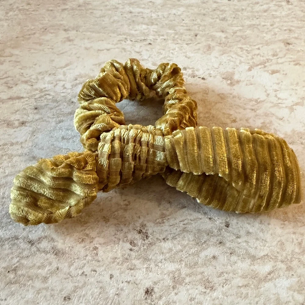 Anthropologie Golden Velvet Hair Tie
